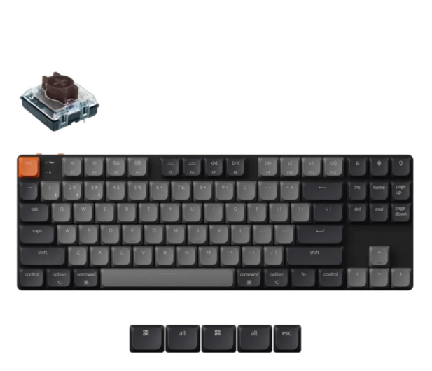 Keychron K1X Low Profile Brown Switch White Backlight TKL 80% ver. 6 K1X-A3 - 1294112 - zdjęcie